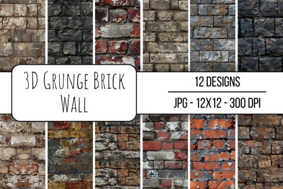3D Grunge Brick Wall Seamless Pattern