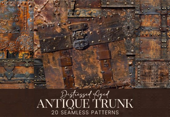 Antique Trunk Aged Leather Rusted Metal