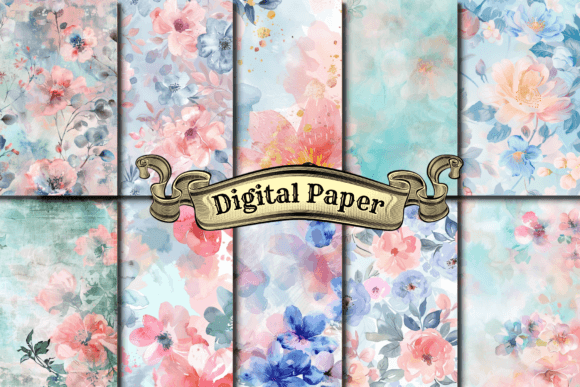 Colorful Watercolor Flower Digital Paper