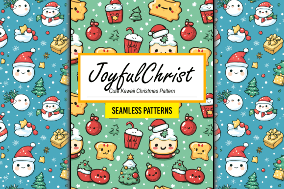 Cute Kawaii Christmas Seamless Pattern