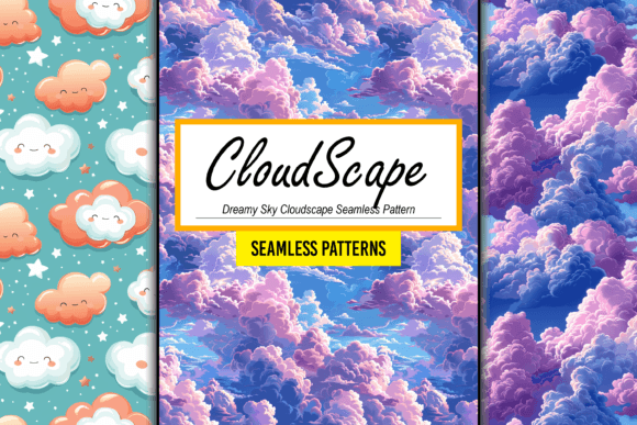 Dreamy Sky Cloudscape Seamless Pattern