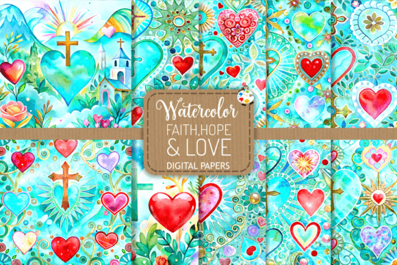 Faith Hope Love - Watercolor Papers