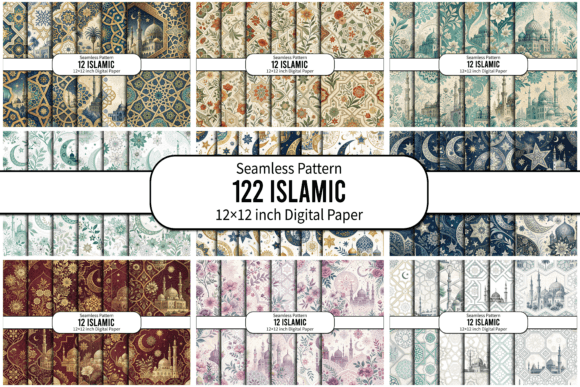 Islamic Pattern Seamless Digital Papers for Design