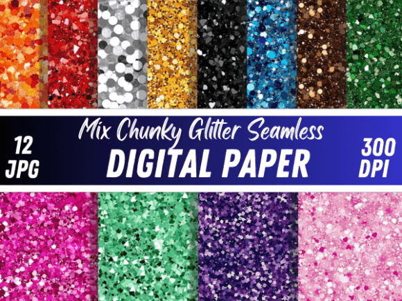 Mix Chunky Glitter Sparkle Pattern Paper for Creative Design