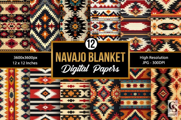Navajo Blanket Pattern Digital Papers for Creators