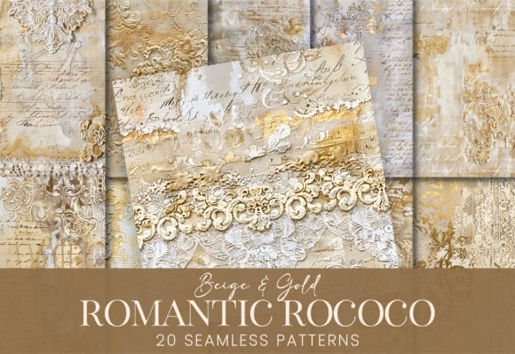 Romantic Rococo Beige Old Italian Stucco