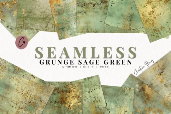 Seamless Grunge Sage Green Digital Paper for Modern Design
