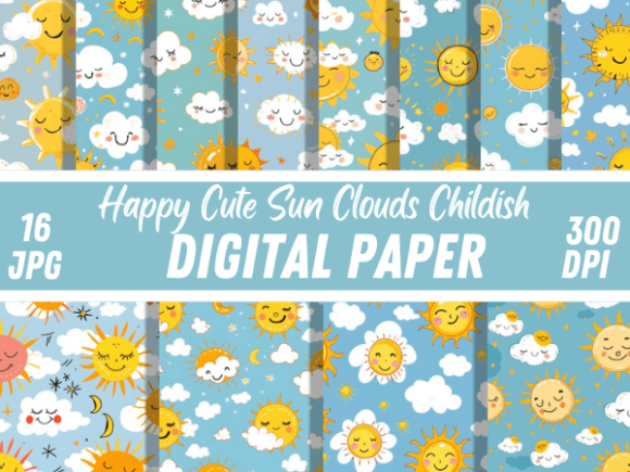 Unlocking Creativity with Happy Cute Sun Clouds Childish Patterns: The Ultimate Digital Bundle for 2024