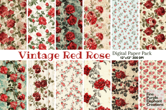 Vintage Red Rose Flowers Shabby Chic: A Versatile Digital Asset for Creative Professionals