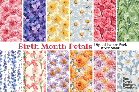 Watercolor Birth Month Flower Floral: Elevating Your Creative Projects with Authentic Digital Paper